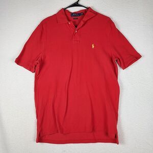 Polo Ralph Lauren Classic Fit Mesh Polo Shirt Mens M Red Pony Cotton